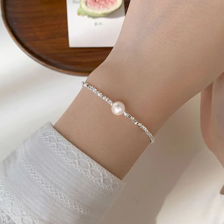 Sparkling Small Beads Chain Bracelet 925 Sterling Silver Charm Pearl Women Trendy Adjustable Bracelet