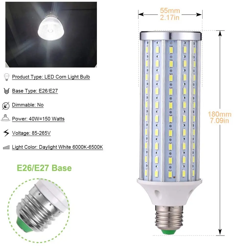 
Hot Sale E26 LED Corn Bulbs Medium Screw Base Bulb 3000LM Daylight White Super Bright Light Bulb LED Corn Light 