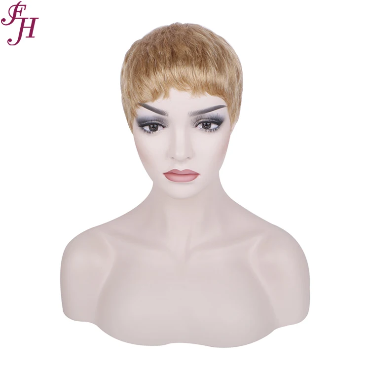 FH ready to ship short wig vendor raw remy virgin natural brazilian human hair wig machine made wig for women