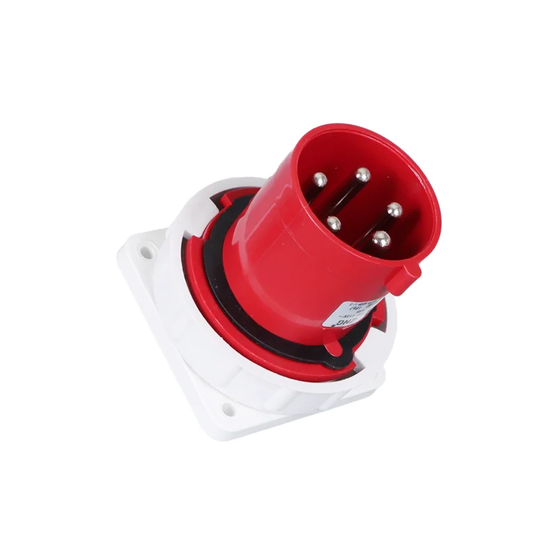 Good Quality 63A5P 400V Panel Mount Industrial Plug IP67 3P+N+E Electrical Power Plug 63 Amps