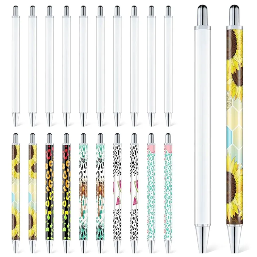 Белая металлическая сублимационная шариковая ручка гладкая рекламная качественная пластиковая с зажимом