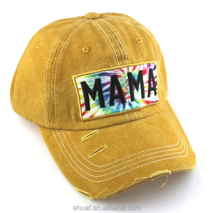 Women Baseball Caps Distressed Vintage Patch Washed Cotton Mom Soft Hat Embroidered Pigment Dyed Unstructured Cap
