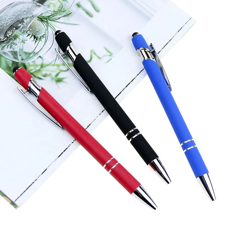 Wholesale 2 in 1 ball pen metal aluminum rod pen stylus pen for phone