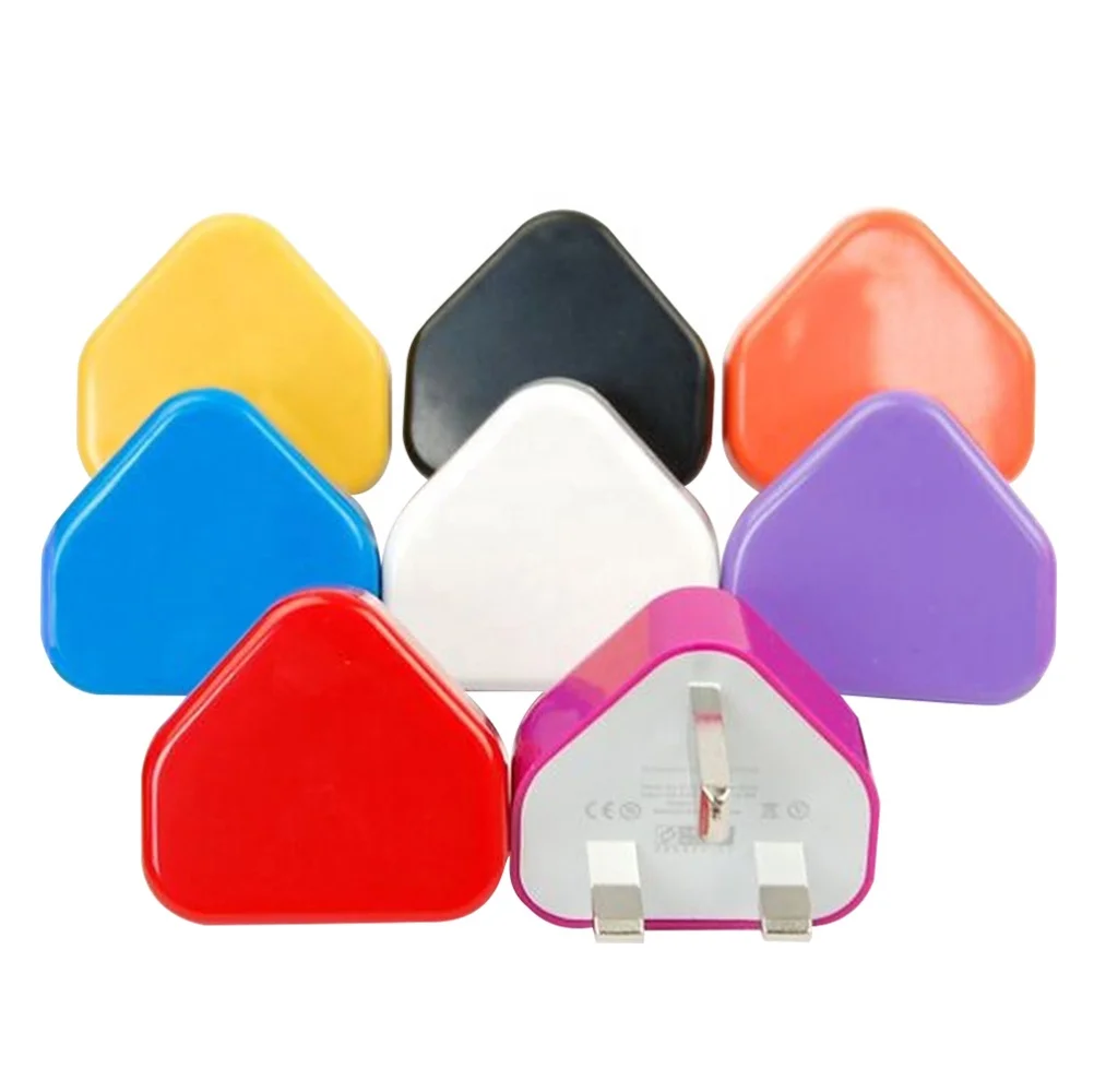 White Mini UK Plug 3 Pin Mains USB Wall Charger Power Adapter For Mobile Cell Phone Tablet