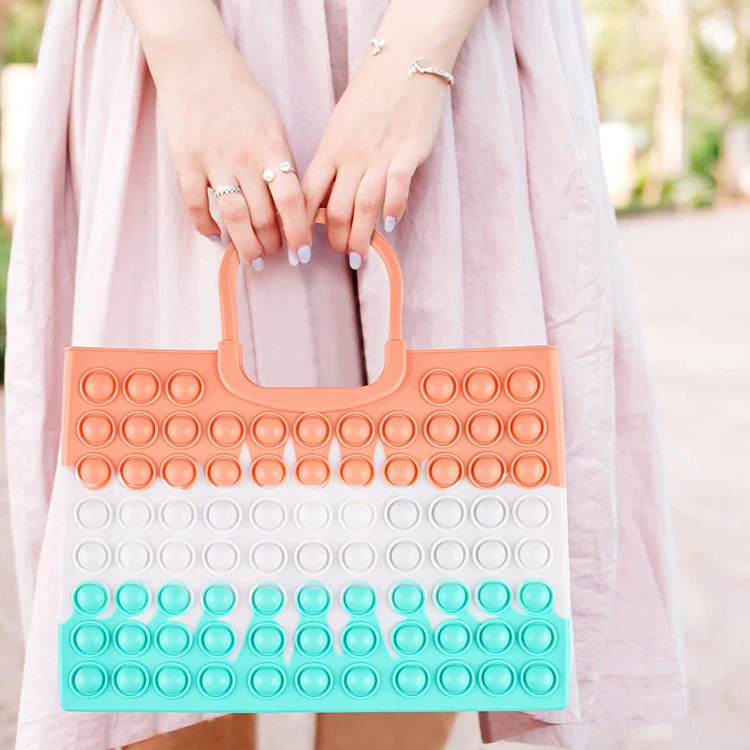 Wholesale Cute Silicone Beach Bag Stress Relief Push Bubble Handbag Multifunctional Anxiety Relief Tote Bag