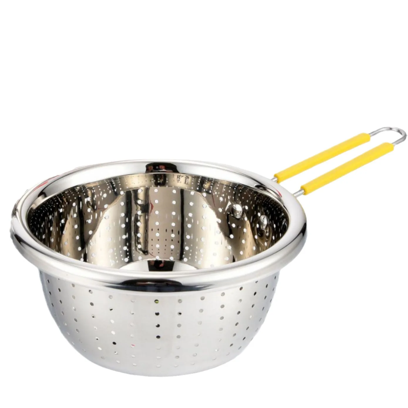Kitchen fruit vegetable deep colander stainless steel rice colander strainer colander  mesh strainer wirewith single handle