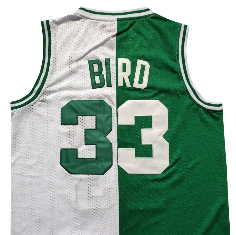 Ready to Ship Larry Bird White/Green Classics 1985-86 Split Best Quality Stitched Basketball Jersey