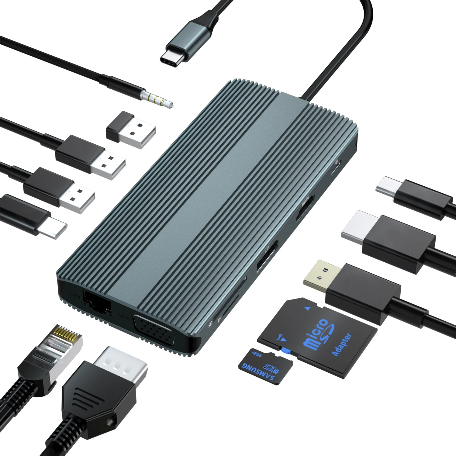 12 в 1 Usb Type-c Usb-c мультиконцентратор док-станция для ноутбука 4k Hd Usb C концентратор 12 в 1 для Macbook