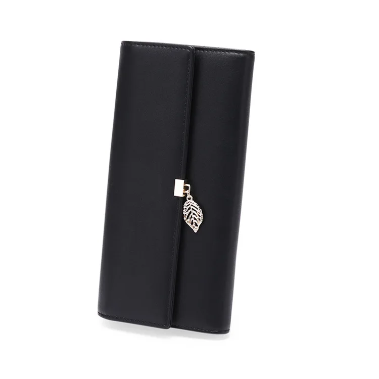 Pu  Long Wallet Leaf Pendant clip zipper zero wallet RFID anti-theft brush large capacity Wallet