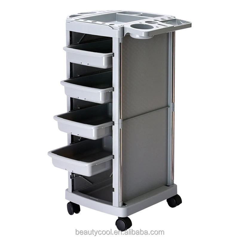 Wholesale ABS Plastic Hair Stylists Professional Grey Trolleys Parlours Multipurpose Salon Trolley For Barber Store