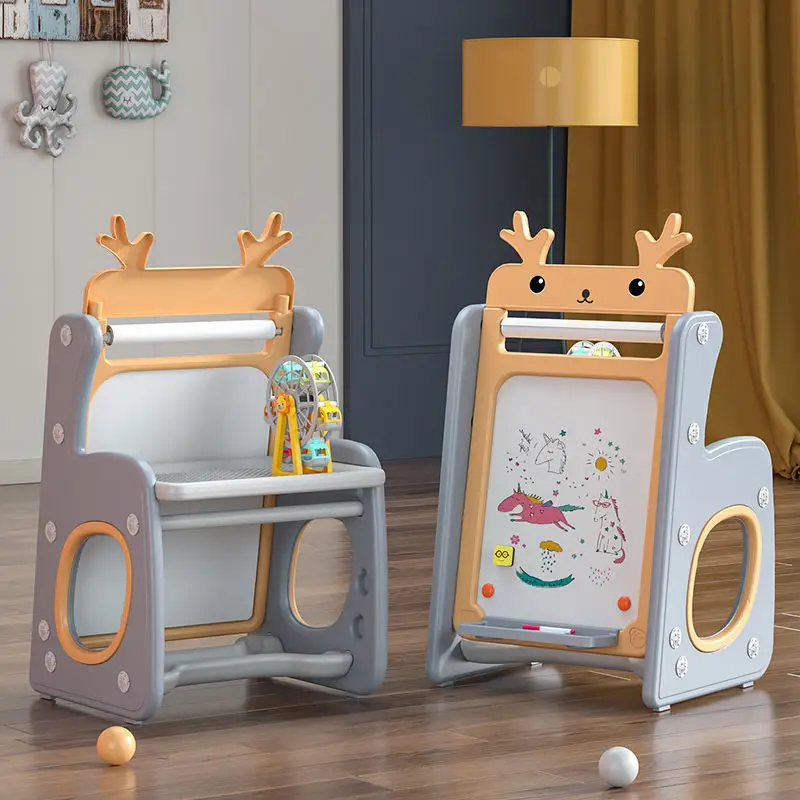 Kindergarten Deer Small Magnetic Blackboard Board Kids Toys To Draw Artist Drawing Board With Chair Shelf Brinquedo Infantil