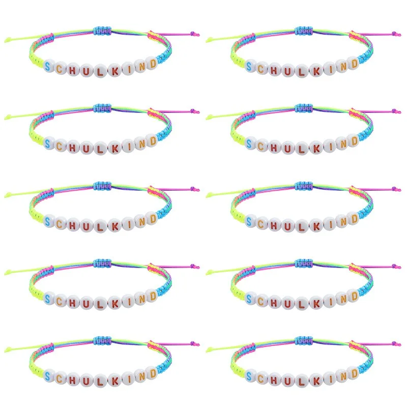Wholesale Colored Letter Bead String Woven Bracelet Fashionable Primary School Student Woven Bracelet Gift