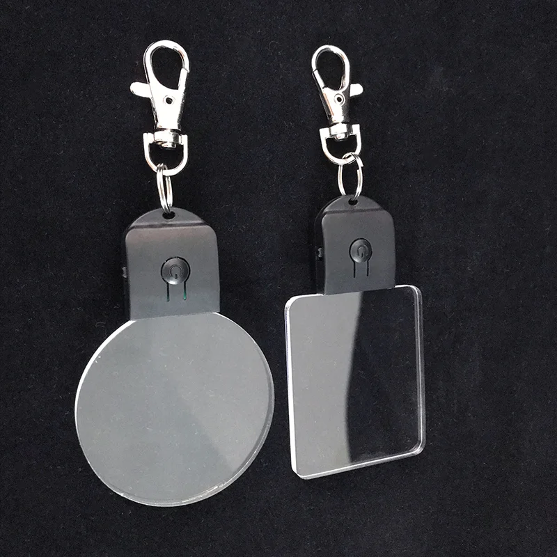 3D hologram led light rechargeable keychain 7 color custom 3d laser engraving led Dancing Girl crystal keychain