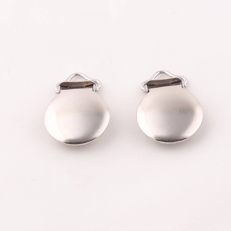 factory supply round shape metal suspender pacifier clip for garment accessories