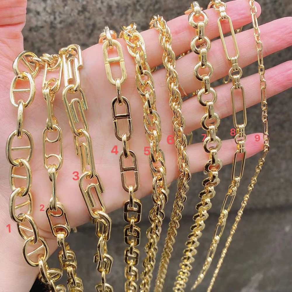 New Hip hop Simple Style Gold Plated Coffee Beans Paperclip Link Chain Exquisite Pig Nose Chain Necklace