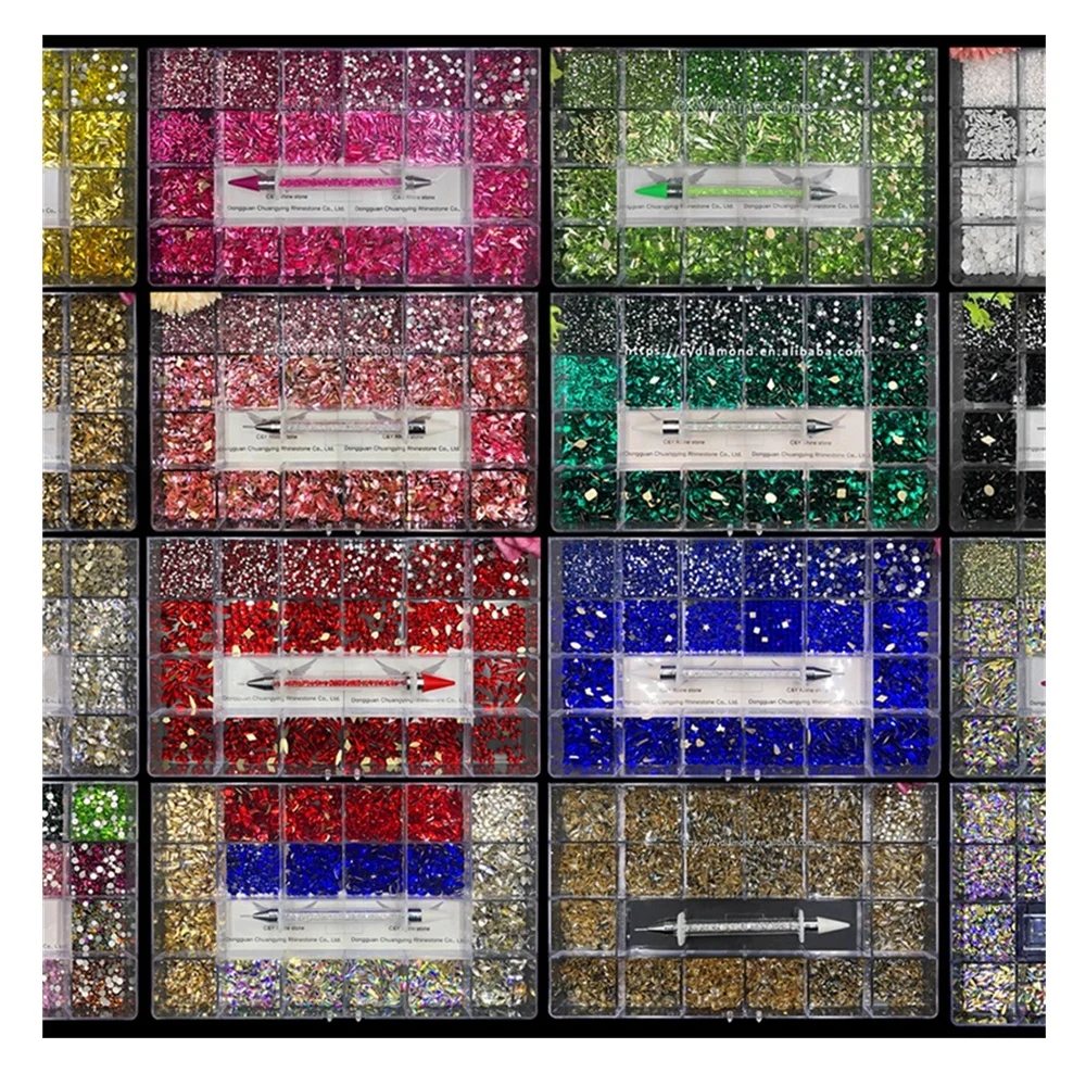 CY AB Crystal Bulk Custom Nails Stones Diamond W Crystal Big Flat Back Glass Nail Rhinestones