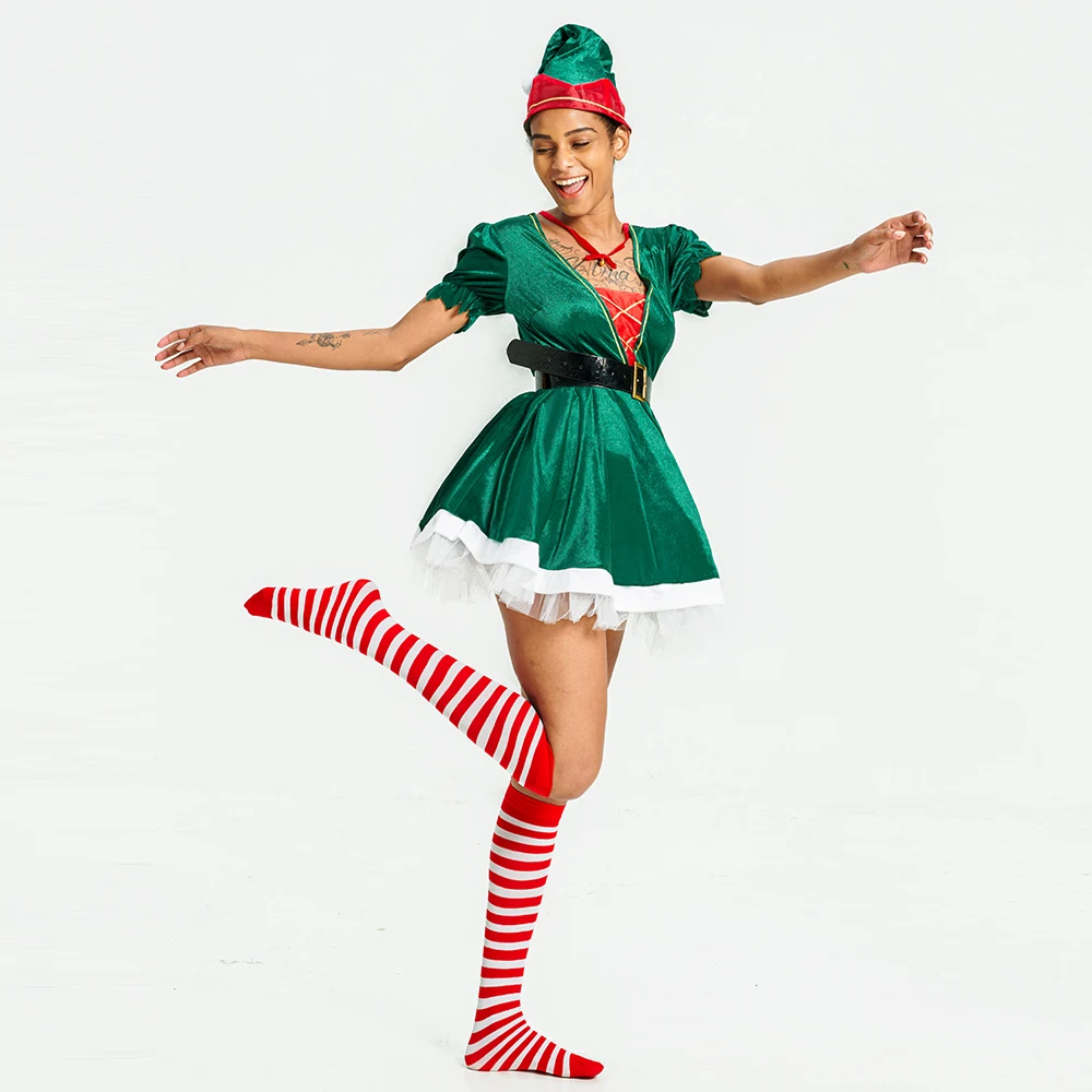 Women Christmas Dress Sexy Santa Claus Costume Red Green 2022 Hot