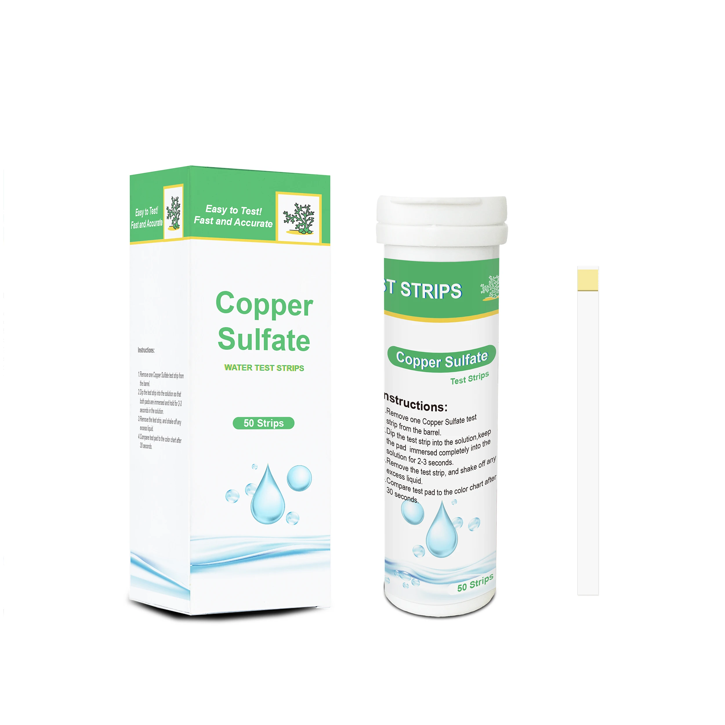 Медные сульфатные тест-полоски для воды, набор для тестирования бассейна, набор для плавания, аквариума, пруда, аквариума