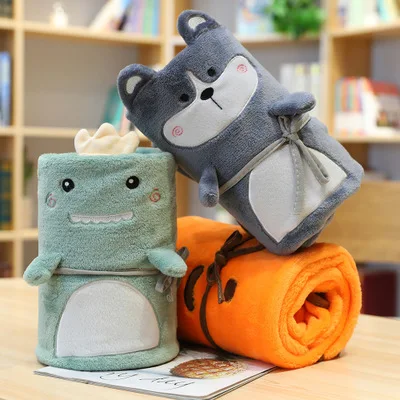 TB001A Beds Sofa Bedsheet Warm cute children Cartoon Blankets Soft Coral fleece fabric 80cm*100cm grey office Throw Blanket