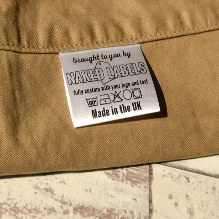 Private custom side  garment care label nylon taffeta label for garment factory wholesale woven label with logo for garment