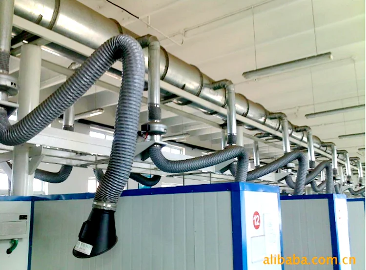 flexible welding fume extraction arm with hood,LB-JYB wall mounted gas and exhaust extractor suction arm