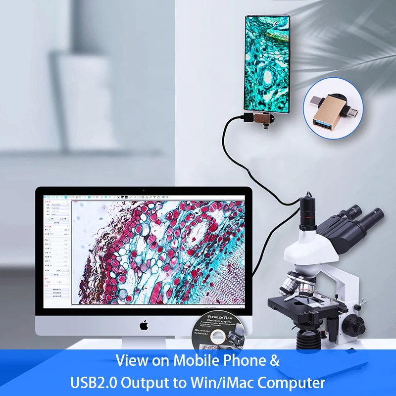 OPTO- EDU A31.5121-T 5,0 м Тринокулярный Usb цифровой Биологический микроскоп Microscopio