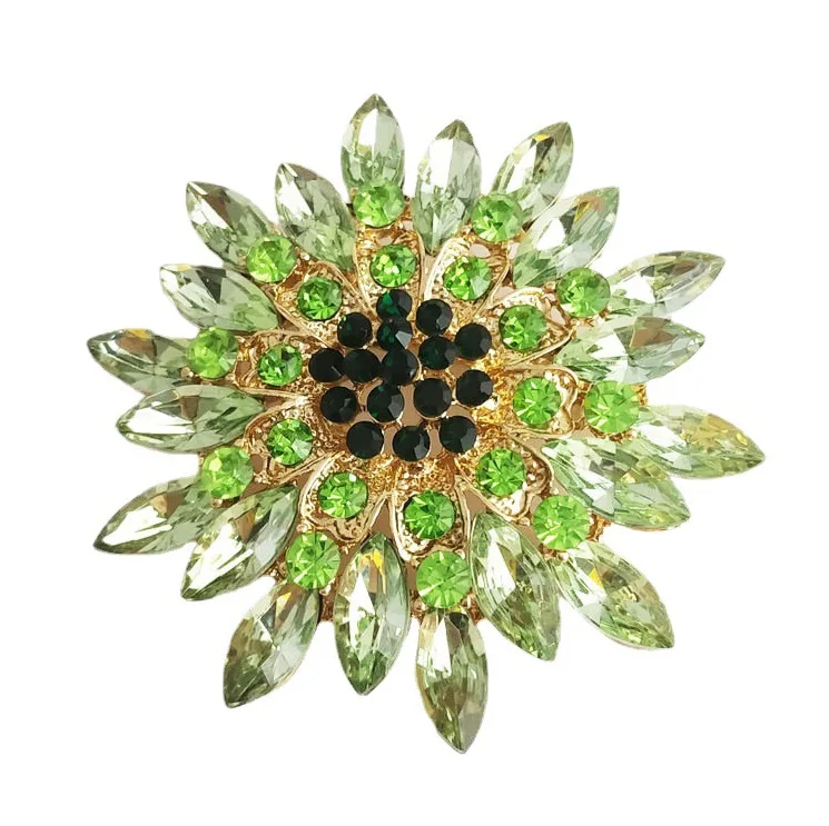 Vintage Wedding Bride Big Blue Crystal Drop Colorful Flower Rhinestone Teardrop Brooch for Woman magnet brooch