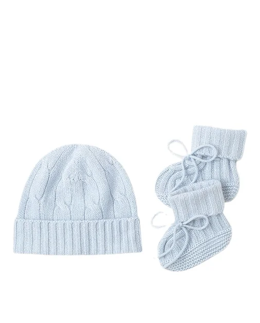 
Cable knit cashmere hat bootie set 