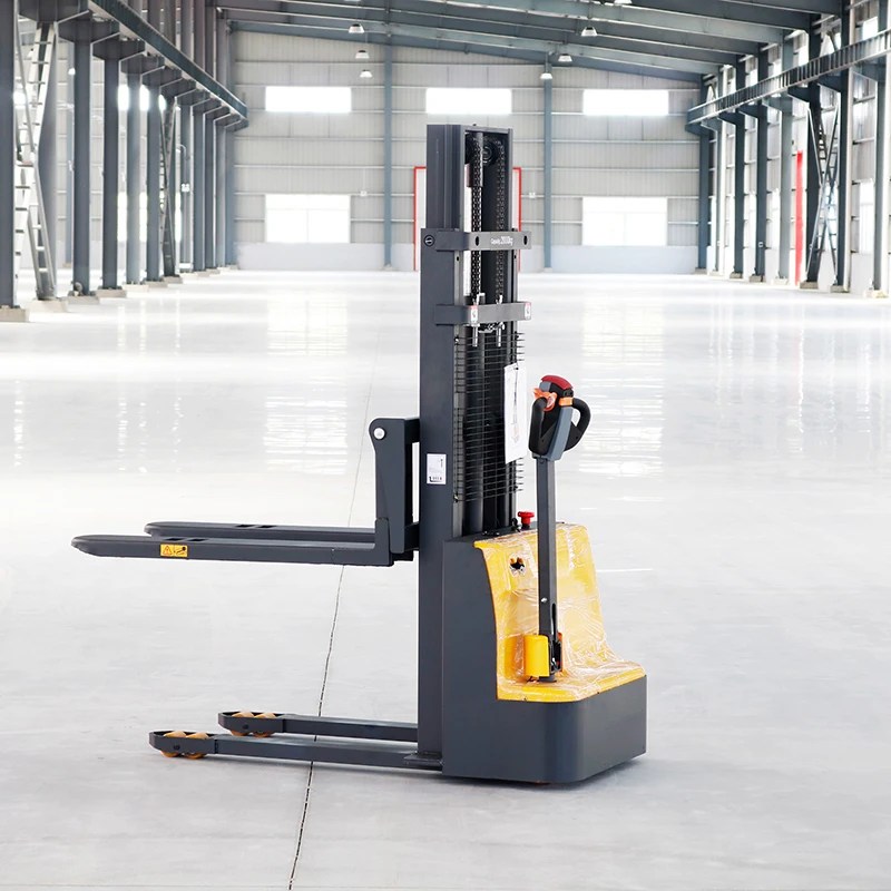 Haizhili self loading electric pallet stacker semi fully walkie manual hand hydraulic straddle reach lift truck stacker