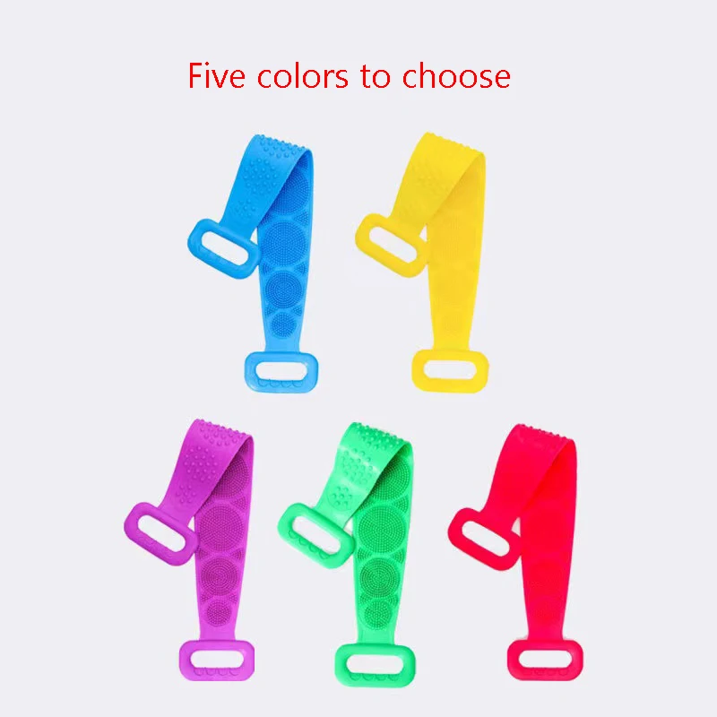 Silicone Body Scrubber Bath Brush Exfoliating Shower Brush Bath Belt Body Scrub Back Massage Brush Cleaning Strap Bathing Tools