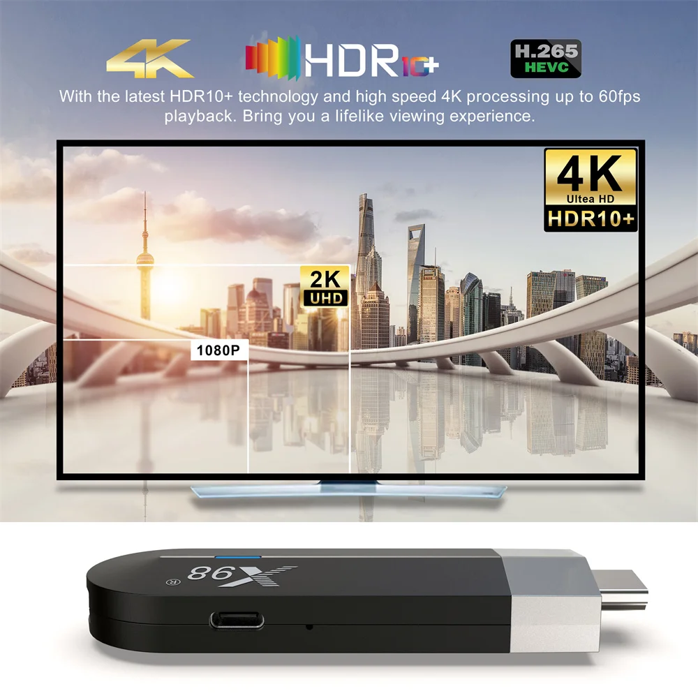 X98S500 4K Android 11.0 Tv Stick Amlogic S905Y4 Quad Core X96 Miracast TV Dongle