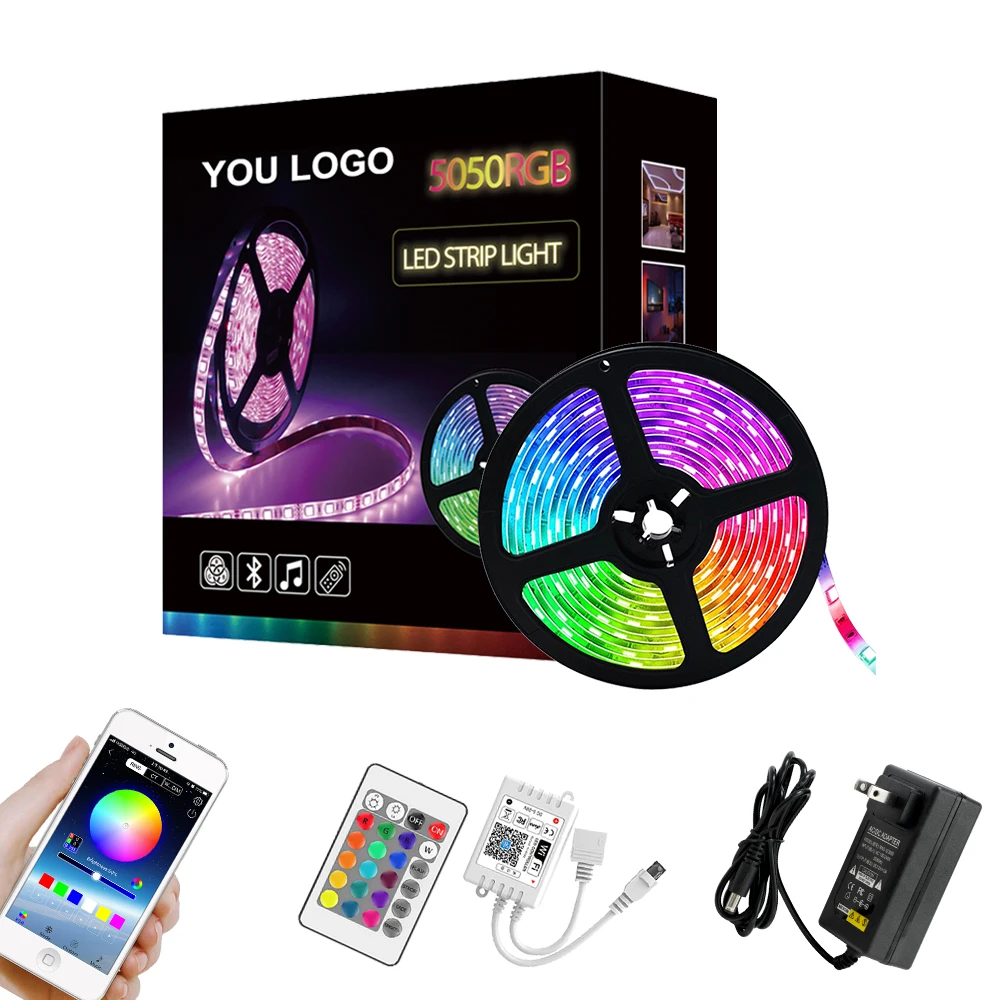  Лучшая цена 5050 RGB Светодиодная лента 12 в 5 м/рулон 60 светодиодов SMD IP20 IP65 Водонепроницаемые гибкие световые полосы с Wi-Fi