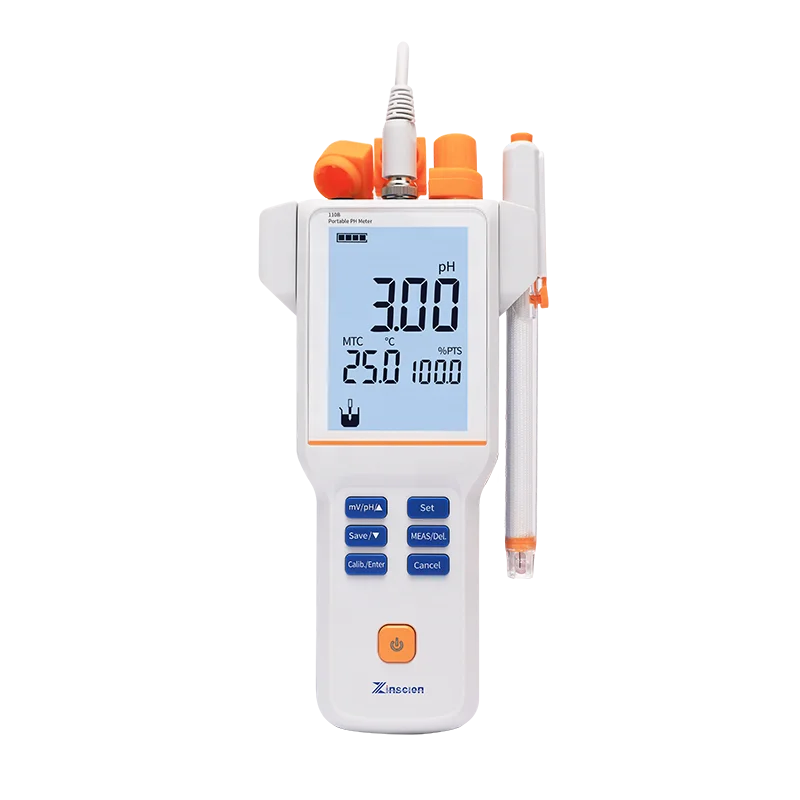 Zinscien Laboratory Auto-read Continuous-read 200 Groups Data Storage LCD Display Screen 3 Points Calibration Portable pH Meter