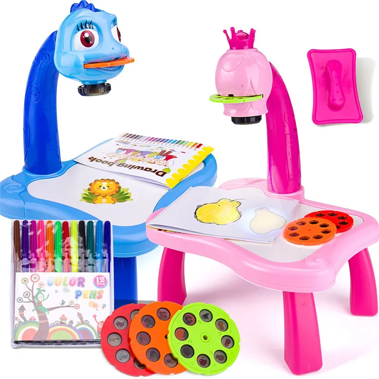 Kids early education table magnetic drawing board toy projector painting toys
