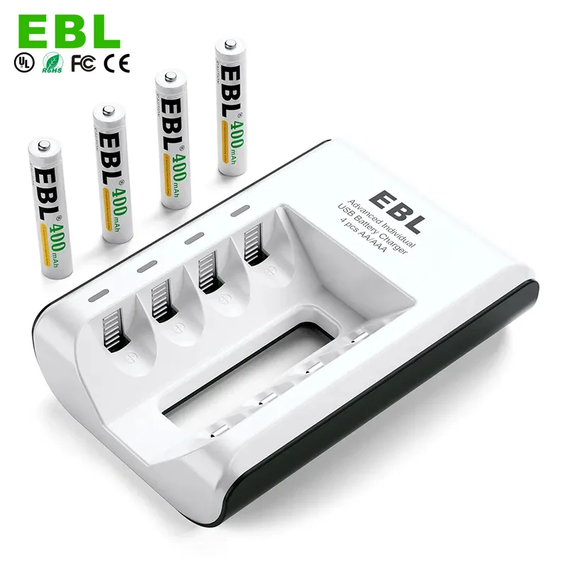 Перезаряжаемые аккумуляторы EBL AAAA 4 отсчета с умным зарядным устройством