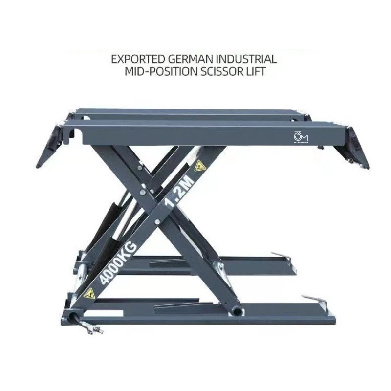 4000kg Expprted German Industrial Mid-Position Scissor Lifter Double Cylinder Scissor Lifter Hydraulic car lift