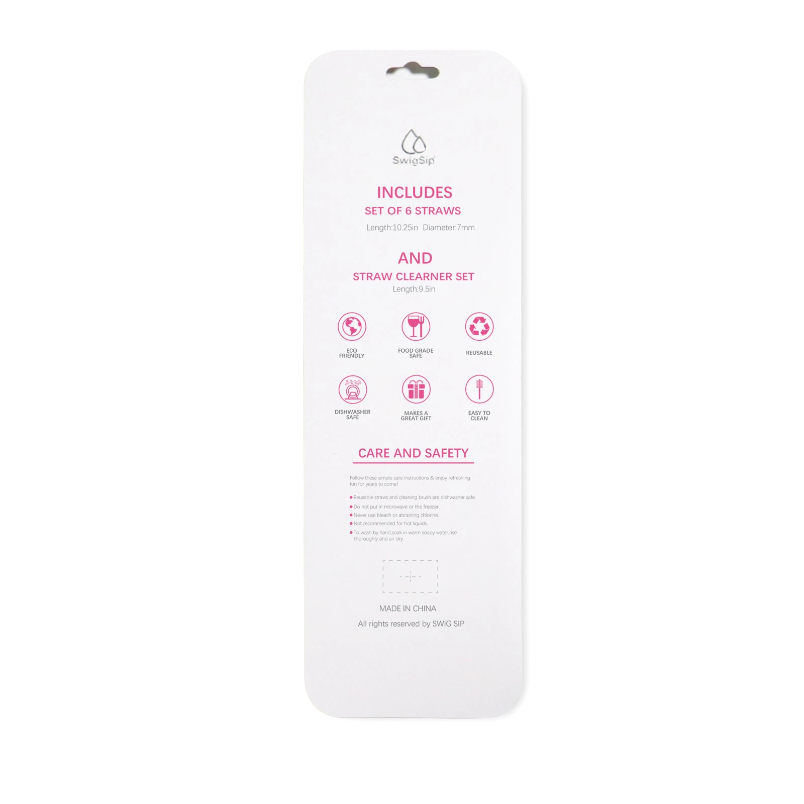 Swig Sip Reusable Drinking Straws - Set of 6 Plastic Straws +Cleaning Brush,12 inch Long Fits 12oz Cups,20oz 30oz Tumblers