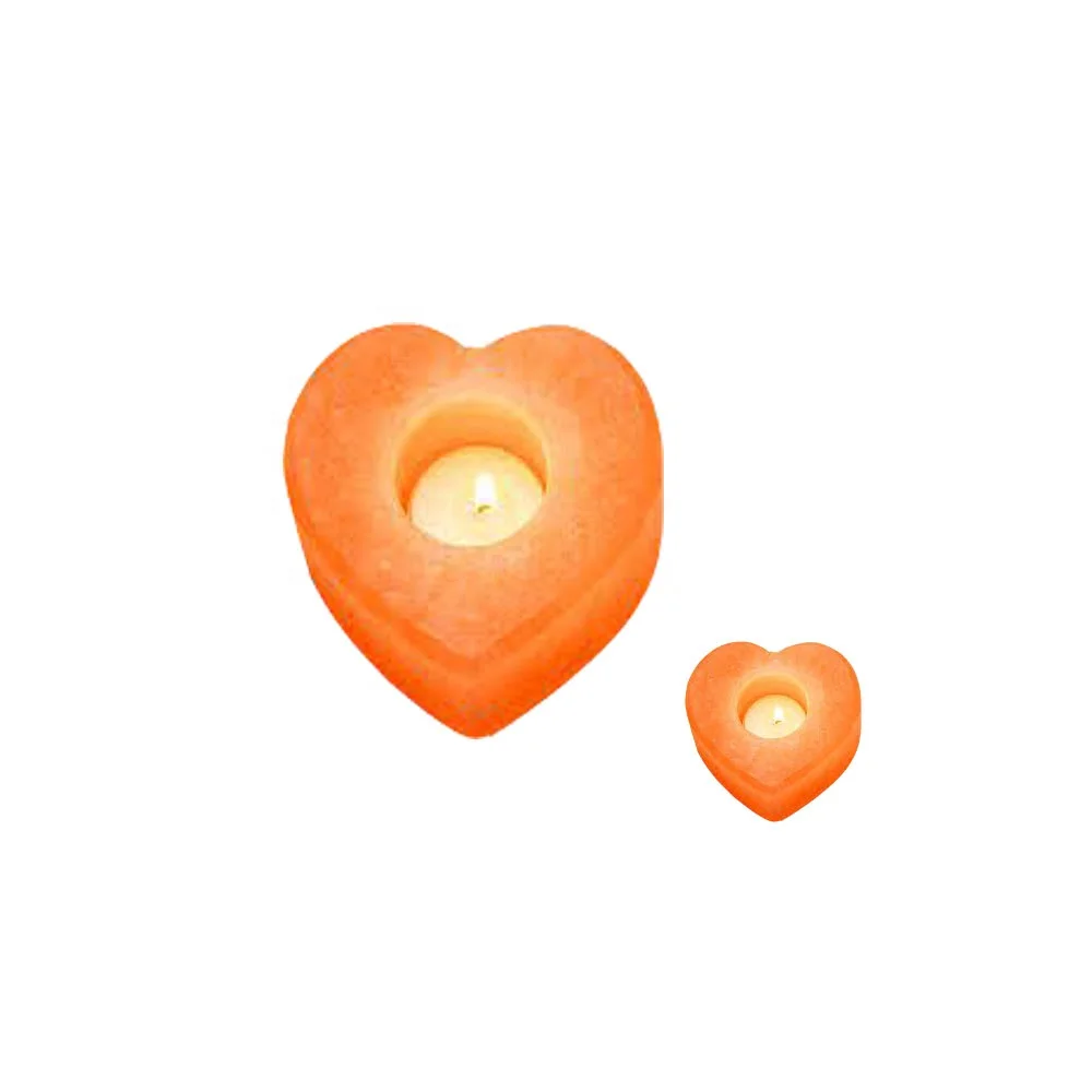 Heart Shape Tea Light Pack of 2 Light Pink Salt Candle Holder from Sian Enterprises Other Candle Holders Lanterns & Candle Jars