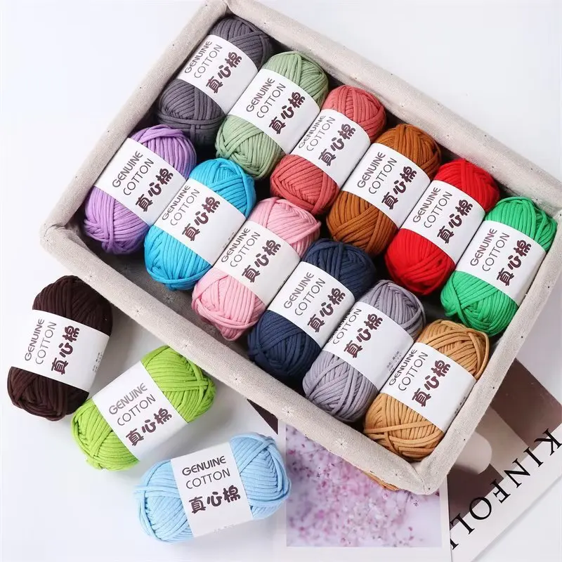 Yarn Craftsman 68% Cotton 32% Nylon Blended Yarn 10S/1 26 Colors DIY Knitting Chunky Core Spun T-shirt yarn for Bag