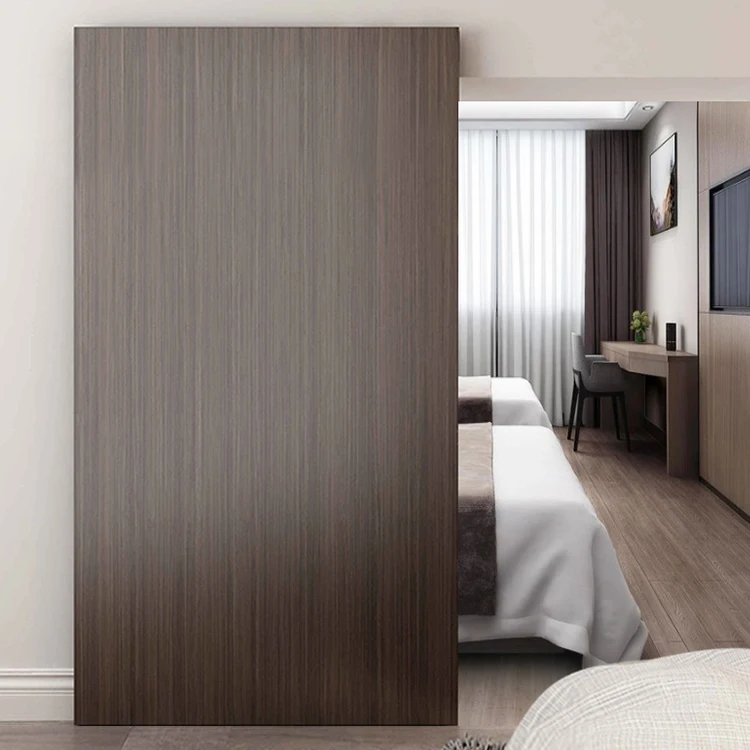 Front Entry Soundproof Interior Sliding Solid Wood Barn Door Hidden Track Wooden Slide Pocket Doors For Houses Modern