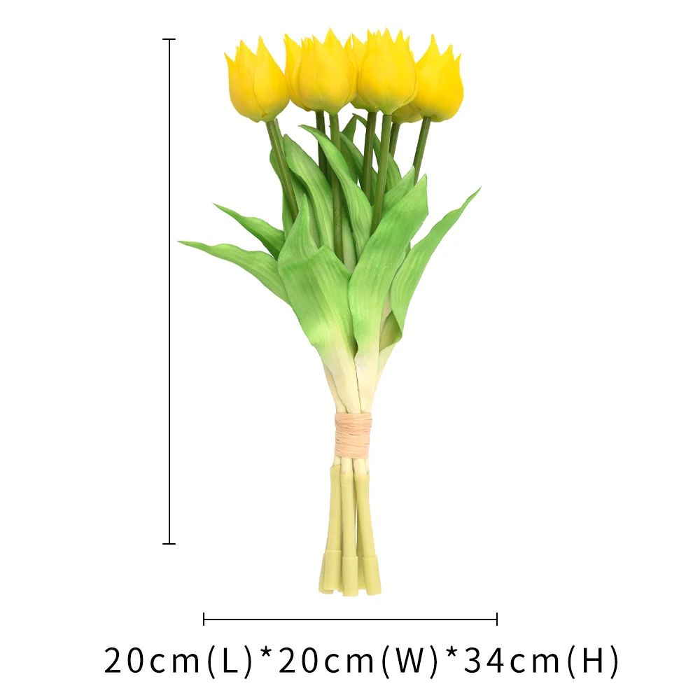 custom tip flowers heads shape real touch latex yellow white silk tulip flowers bouquet decor