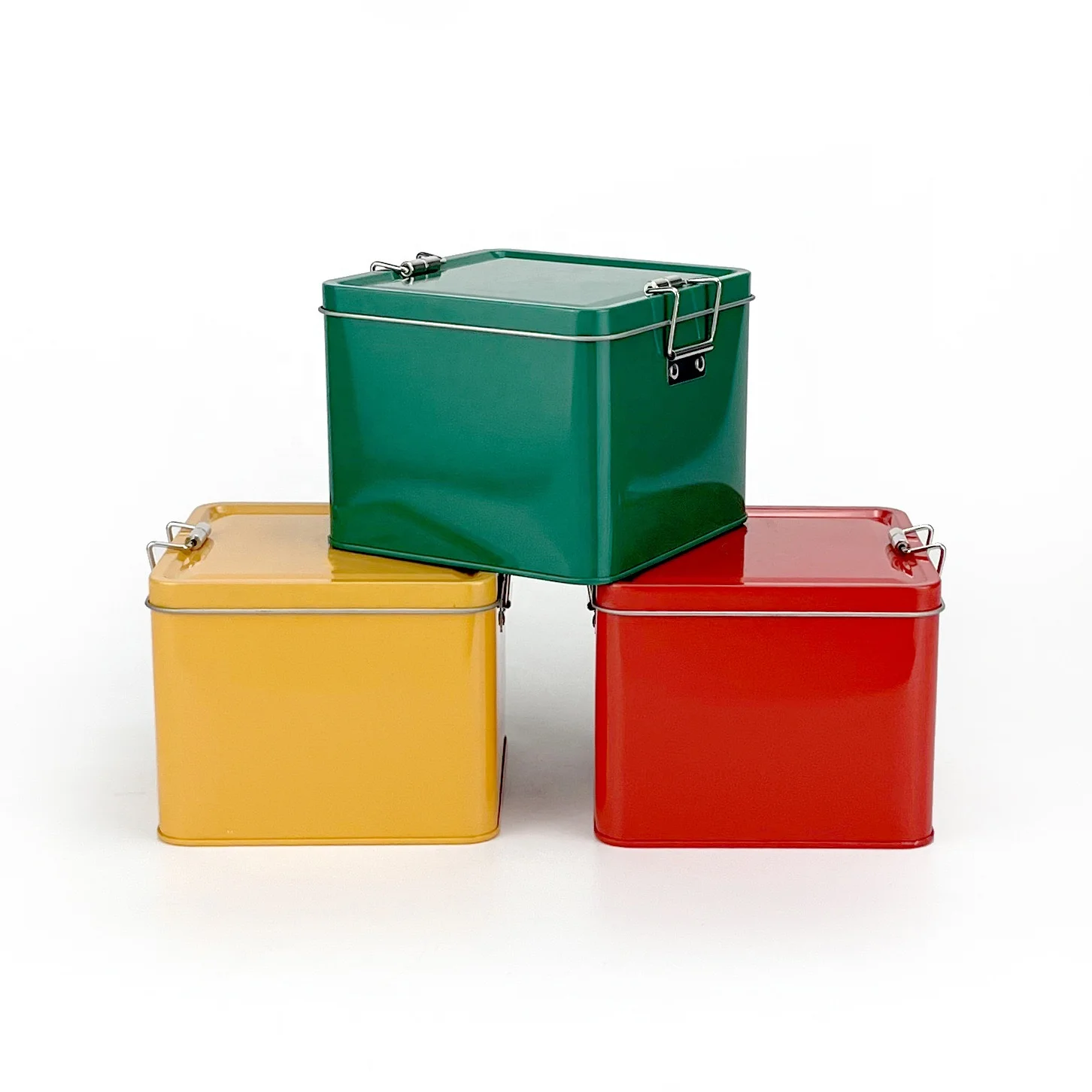Novelty Empty Cookie Biscuits Storage Metal Box Square Tin with Buckle Lid