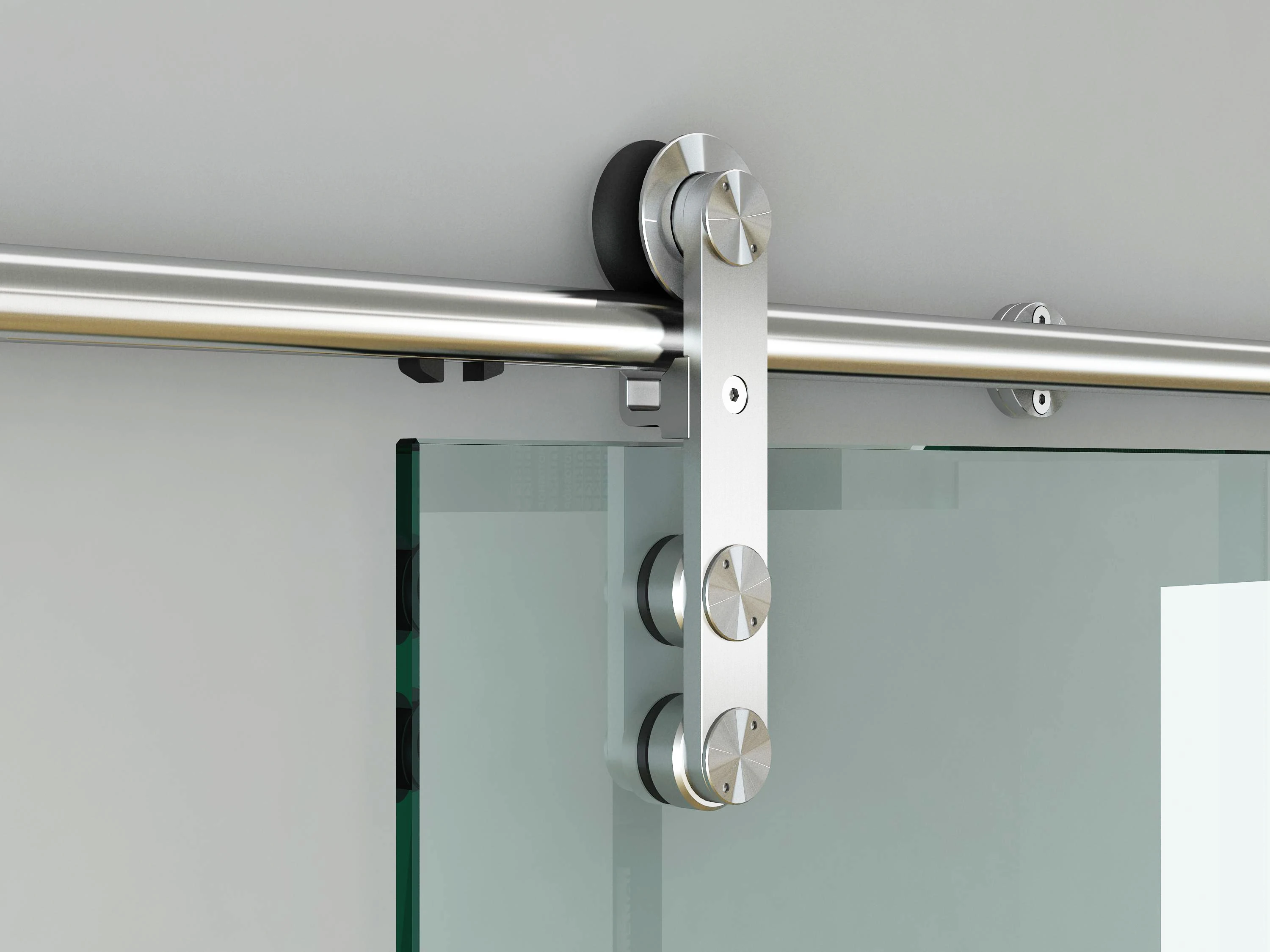 High quality Stainless Steel Front Mounting Sliding Barn Door Hardware for 8mm to 12mm Glass