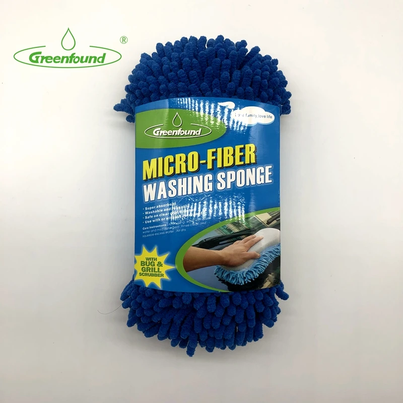 Microfiber Chenile Mesh Wash Sponge 2 in 1  Car Cleaning Sponge Multipurpose Non-Scratch Microfiber Cleaning Sponge