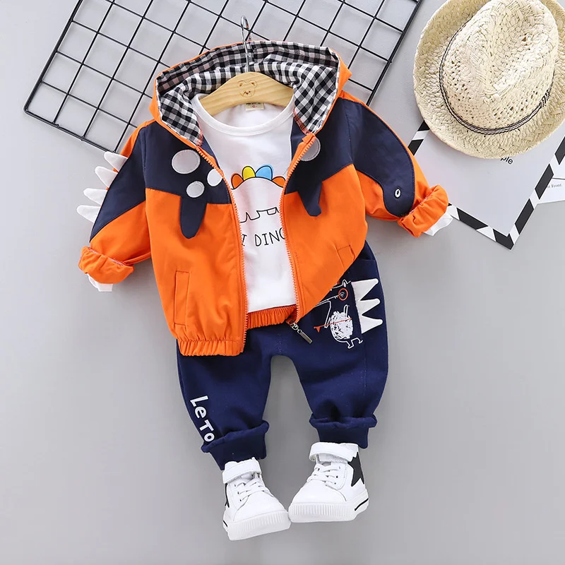 children and boys autumn suit cubic bear baseball suit three piece set for 1-4 Years old baseball suit clothing sets kids
