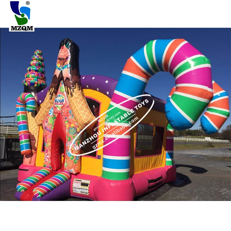 Sugar Shack Colorful candy land bounce house inflatable bouncer with water slide