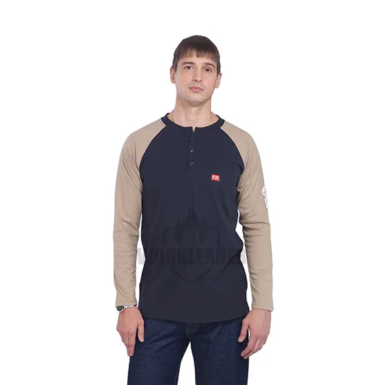 Fireproof Workwear Shirts Blue Fire Resistant Shirts for Men