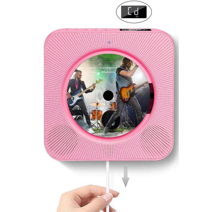 Wall Mountable CD Player with BTH Portable CD Music Player with Remote Control HiFi Sound Speaker FM Radio Support AUX/USB ,Gift