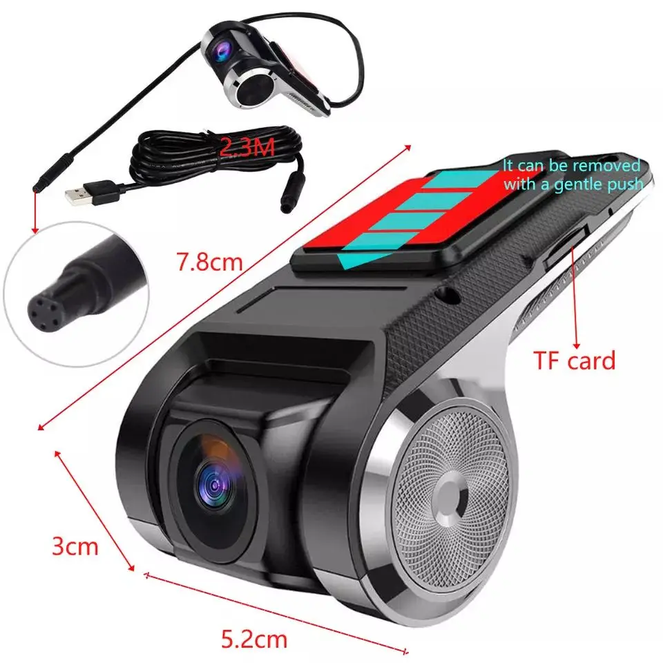 USB car dvr 1080P wifi hidden dash cam ADAS intelligent auxiliary system for android USB car camera
