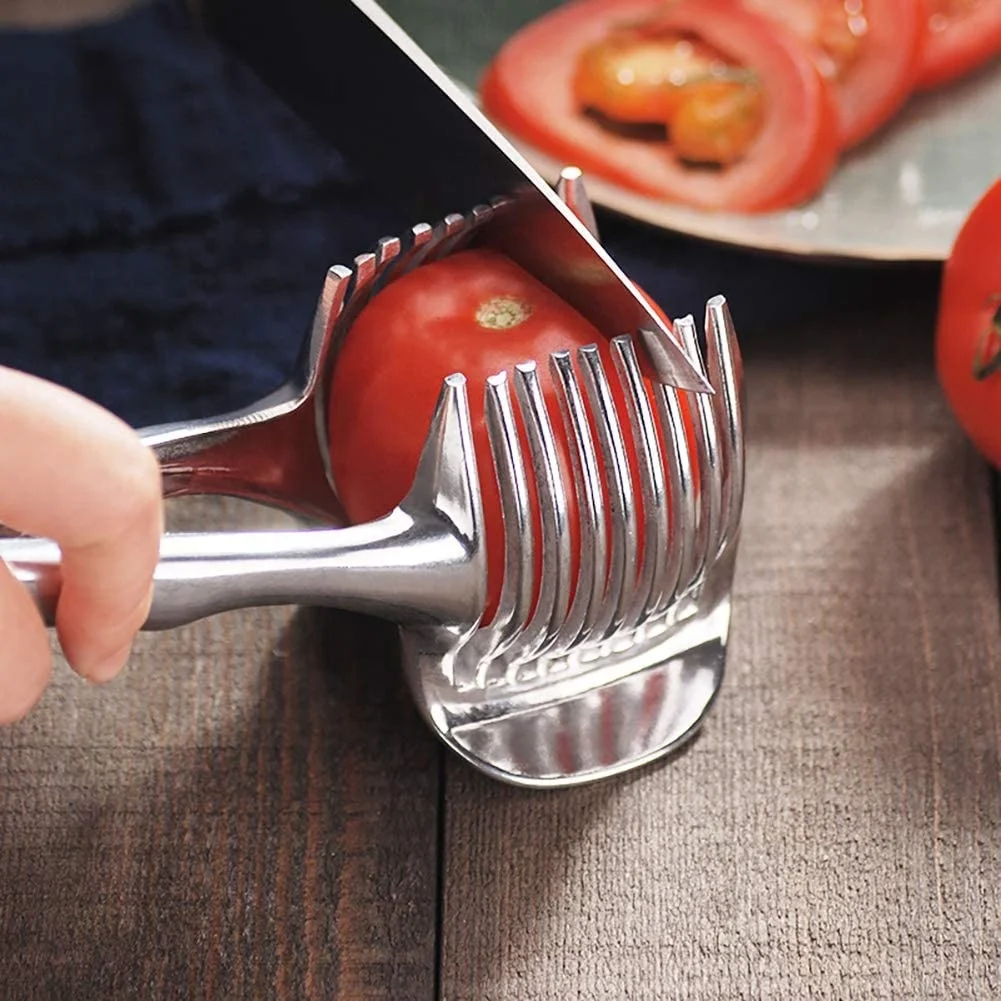 Best Utensils Tomato Slicer Lemon Cutter Multipurpose Handheld Round Fruit Tongs